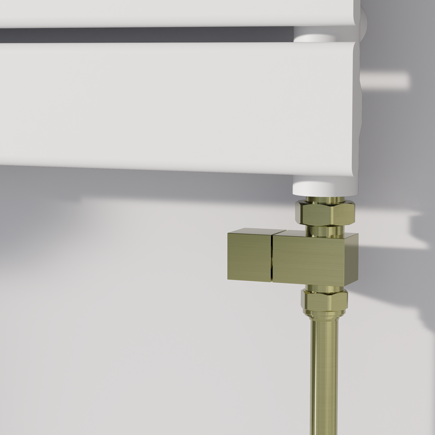 Elego Brushed Brass Modern Manual Straight Radiator Valves (Pair)
