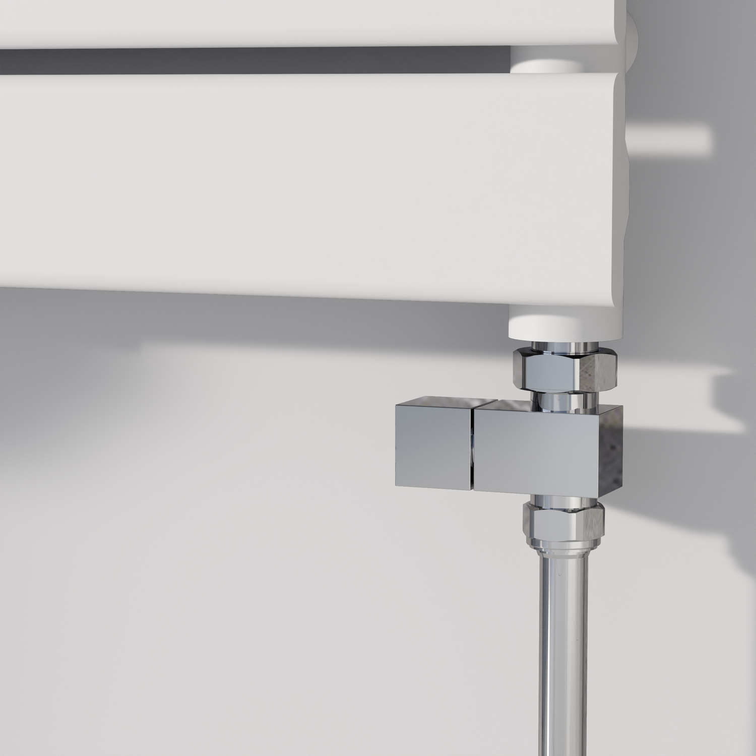Elego Chrome Modern Manual Straight Radiator Valves (Pair) - Image 3