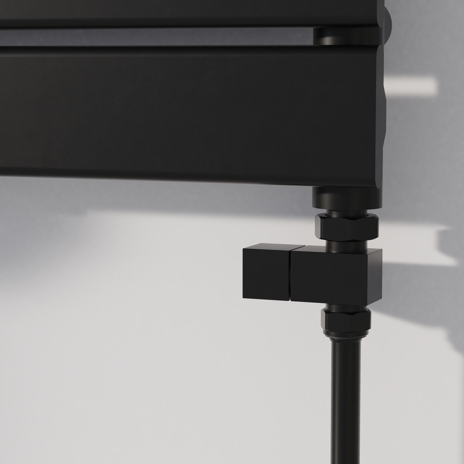 Elego Matte Black Modern Manual Straight Radiator Valves (Pair)