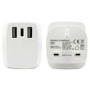Dual USB 18W Mains Charger 2 x USB 1 x USB-C in White