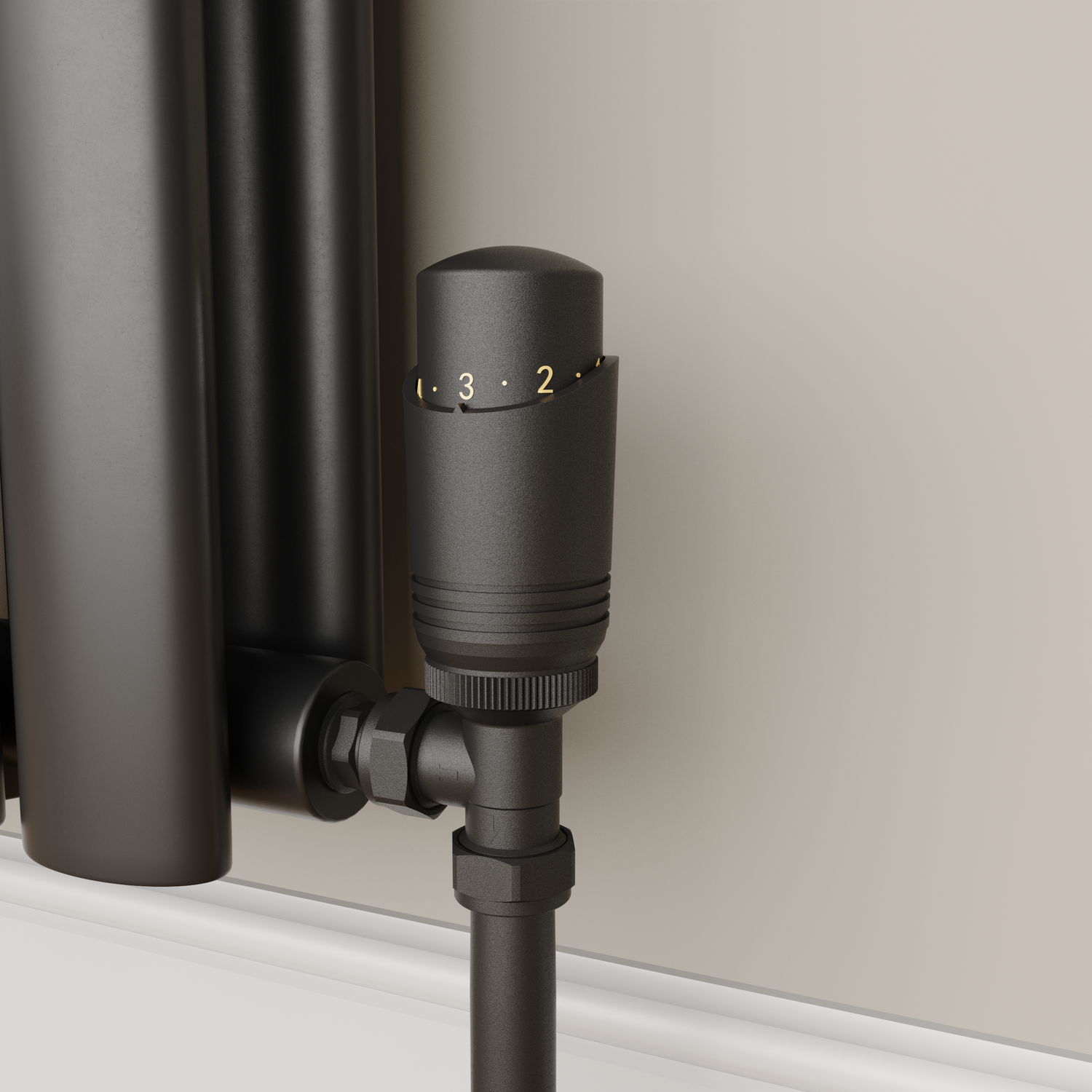 Elego  Modern Trv Angled Thermostatic Radiator Valves With Lockshield TRV-AG-1MB - Image 3