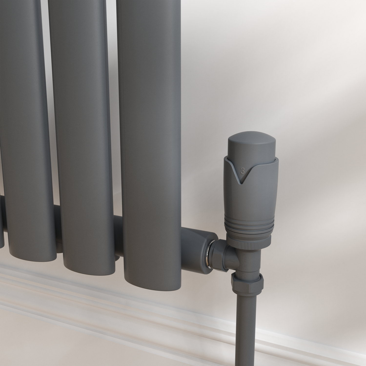 Elego Gray Modern Trv Angled Thermostatic Radiator Valves With Lockshield TRV-AG-3AG - Image 3
