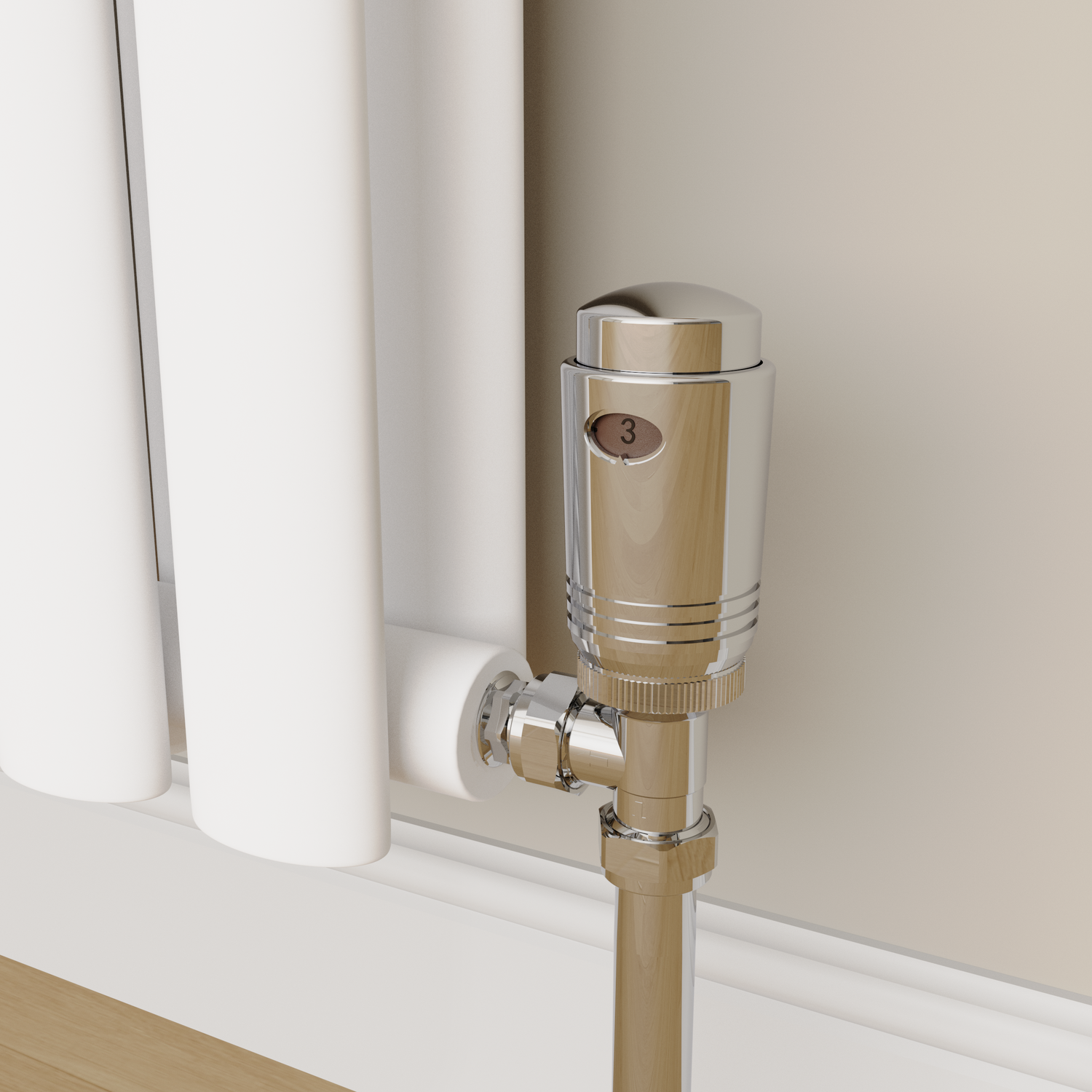 Elego Chrome Modern Trv Angled Thermostatic Radiator Valves With Lockshield