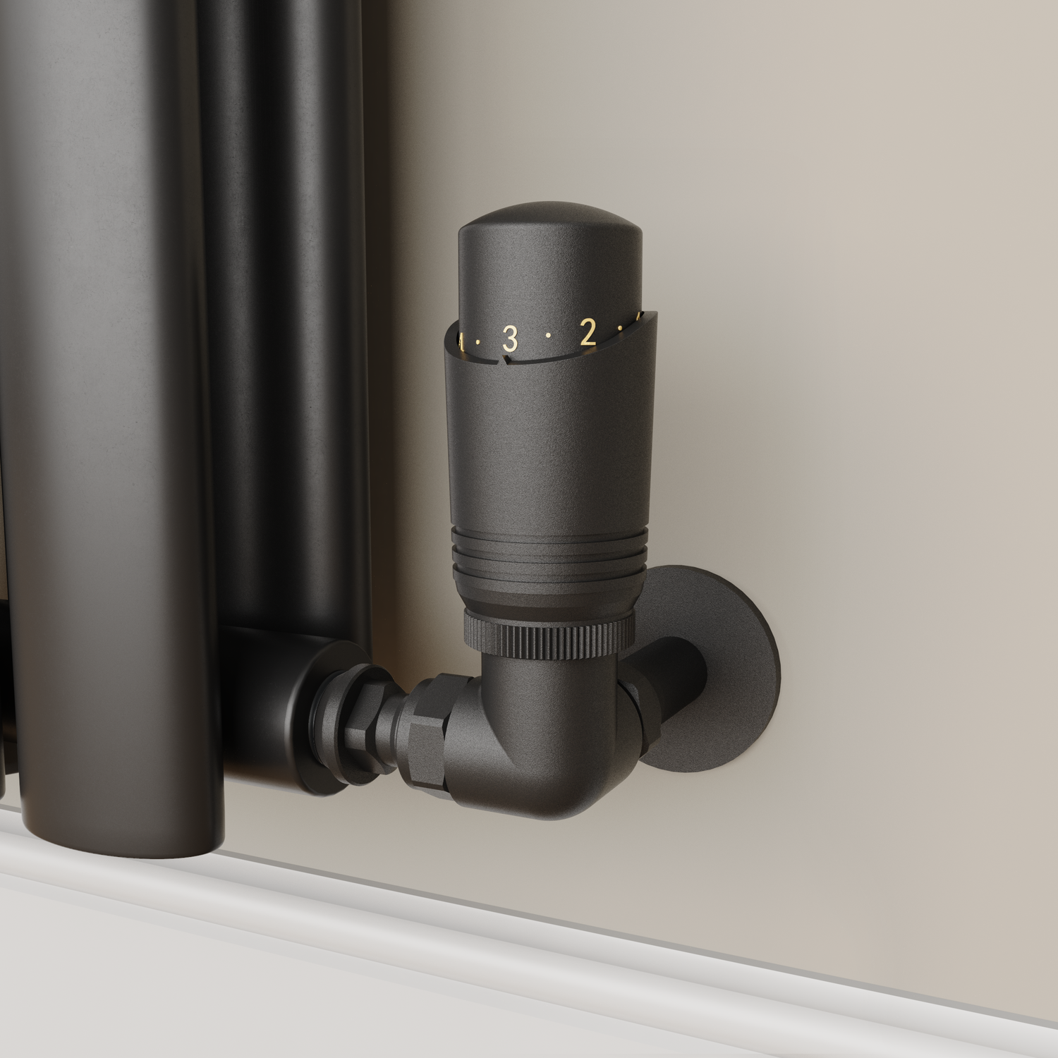 Elego  Modern Trv Corner Thermostatic Radiator Valves With Lockshield TRV-CN-1MB - Image 3