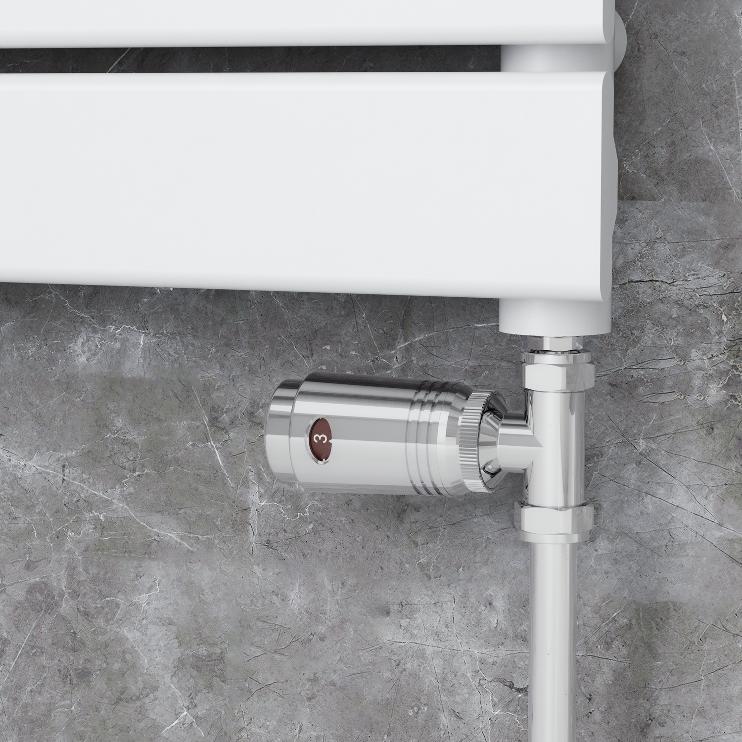 Elego Chrome Modern Trv Straight Thermostatic Radiator Valves With Lockshield - Image 3