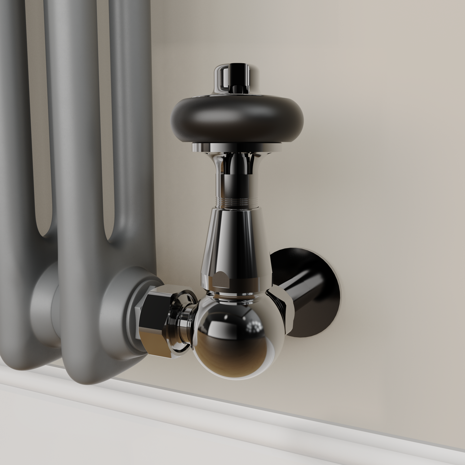 Maesta Black Nickel Traditional Trv Corner Thermostatic Radiator Valves With Lockshield - Image 3