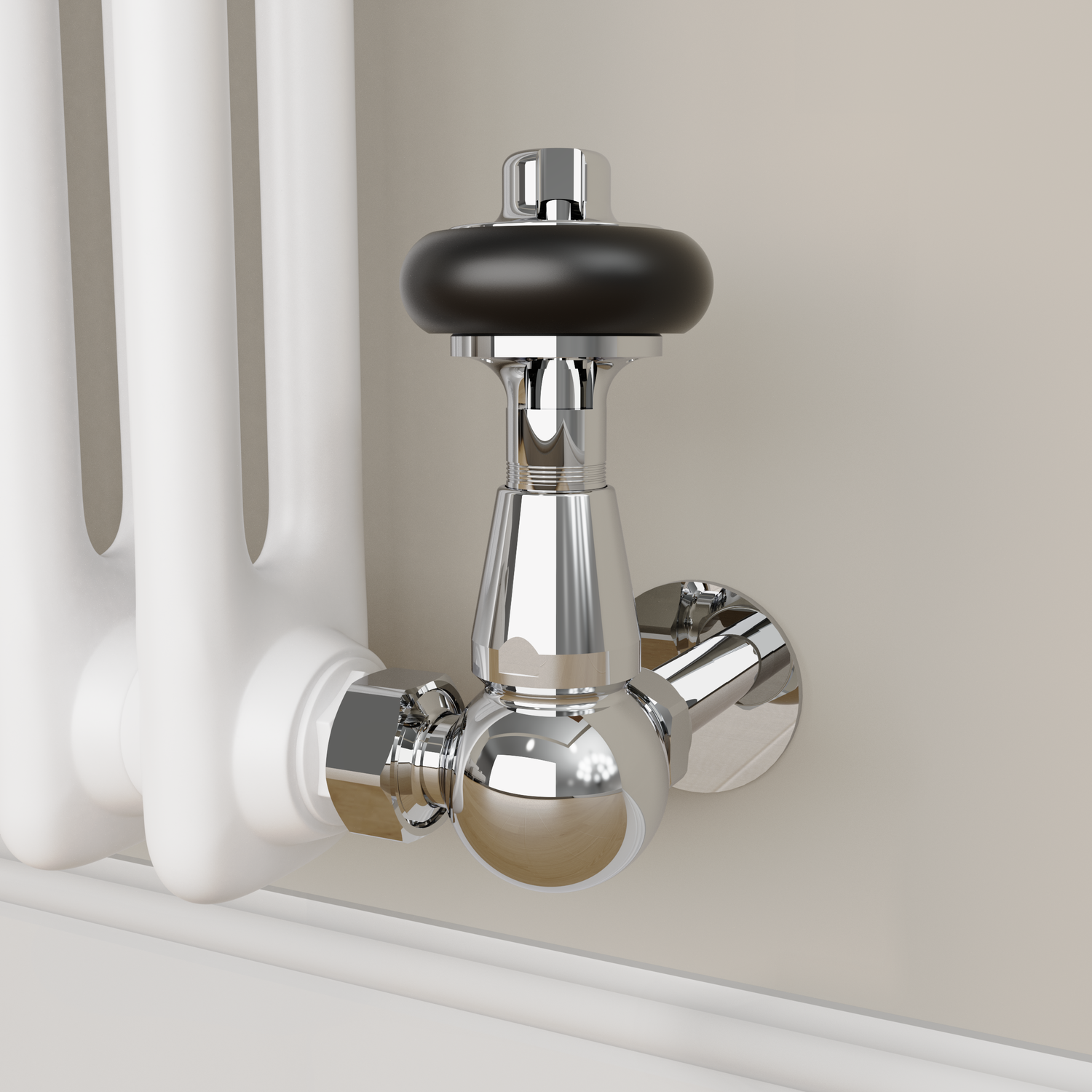 Maesta Chrome Traditional Trv Corner Thermostatic Radiator Valves With Lockshield