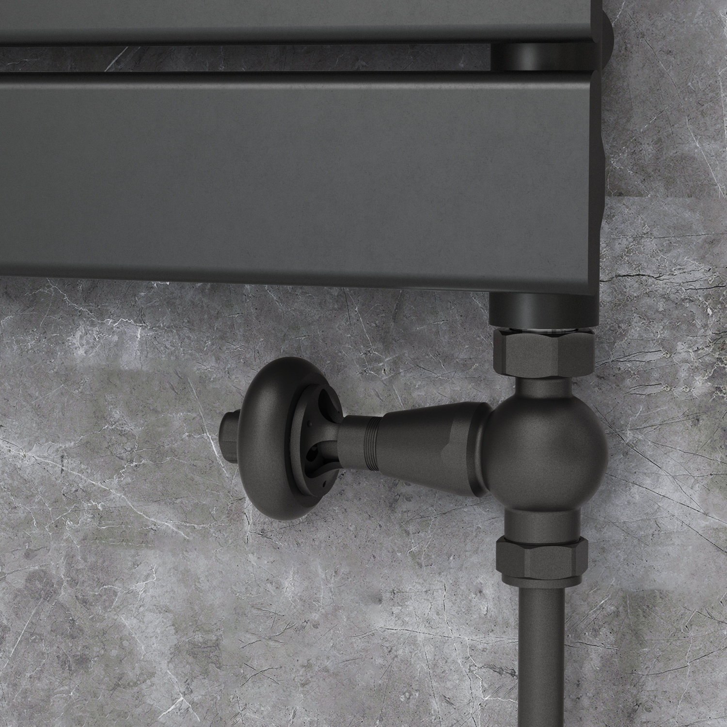 Maesta Matte Black Traditional Trv Straight Thermostatic Radiator Valves With Lockshield