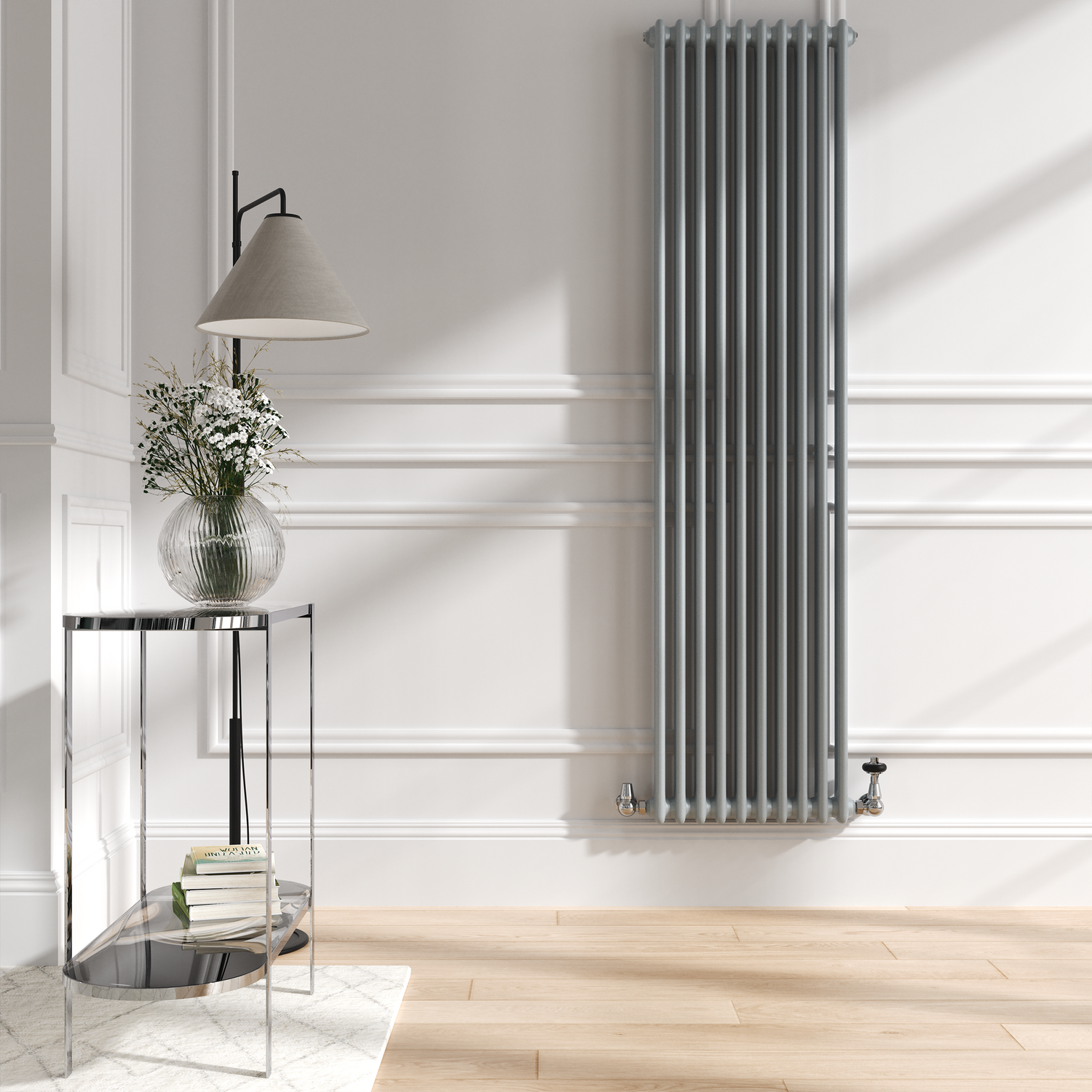 Reggio Salt & Pepper Vertical Double Column Traditional Radiator 1800X470mm 4399 Btu - Cast Iron Style - Image 3