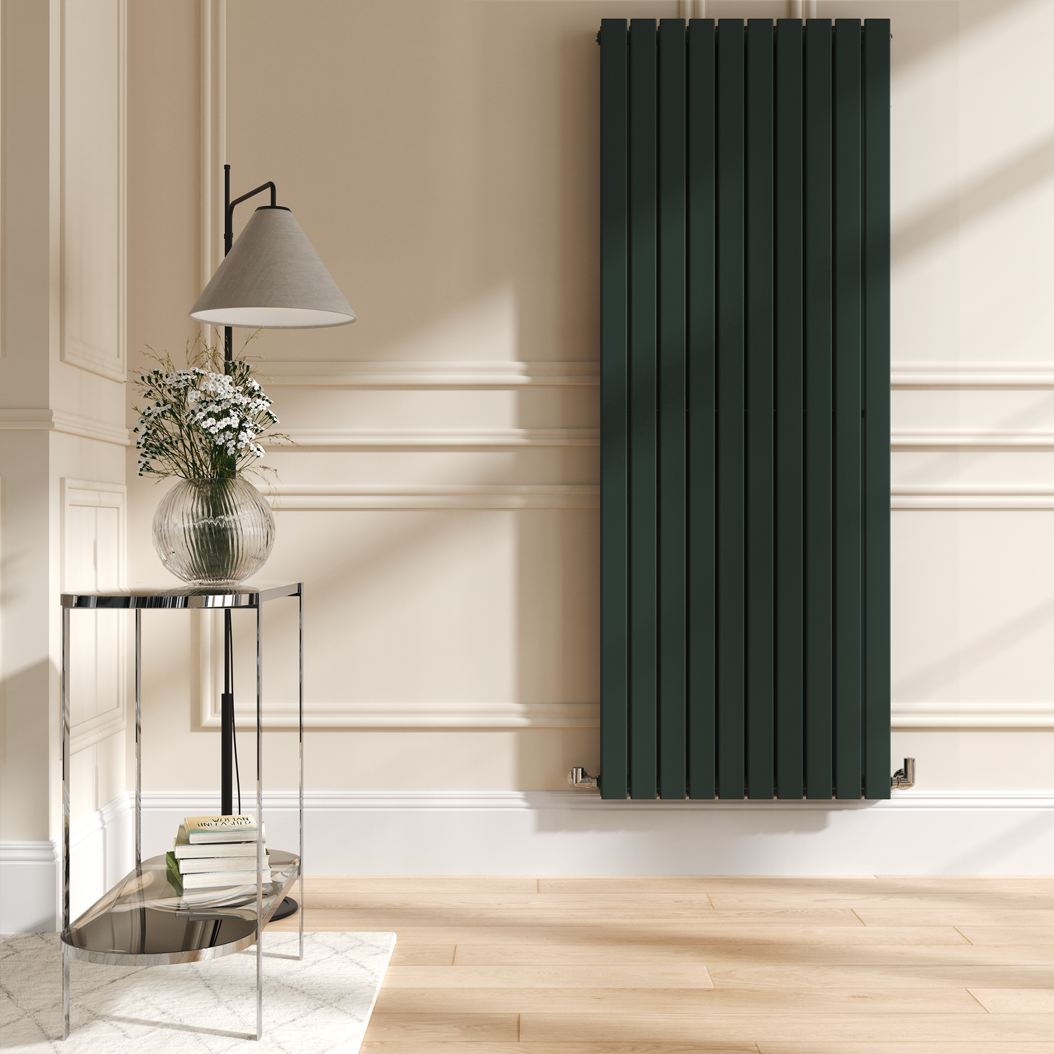 Riace Green Ever Vertical Flat Designer Radiator 1800X680mm Double Panel 6947 Btu - Image 3