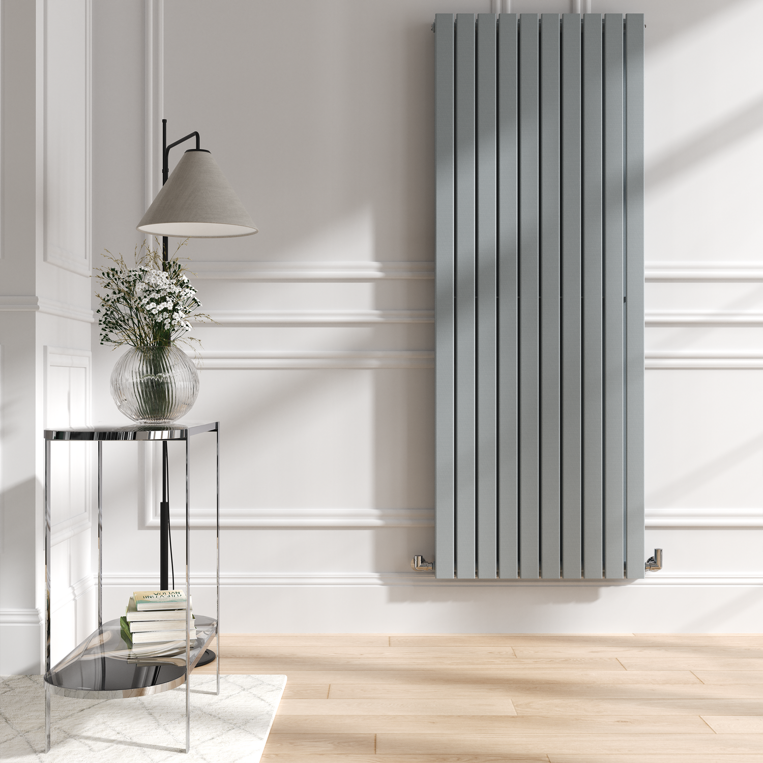 Riace Salt & Pepper Vertical Flat Designer Radiator 1800X680mm Double Panel 6947 Btu VD10-1800-SPCF - Image 3