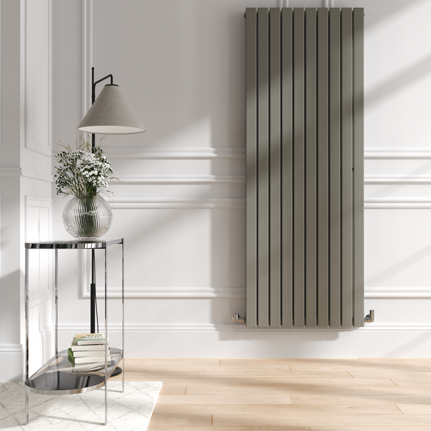 Riace Smoked Stone Vertical Flat Designer Radiator 1800X680mm Double Panel 6947 Btu VD10-1800-SSCF - Image 3