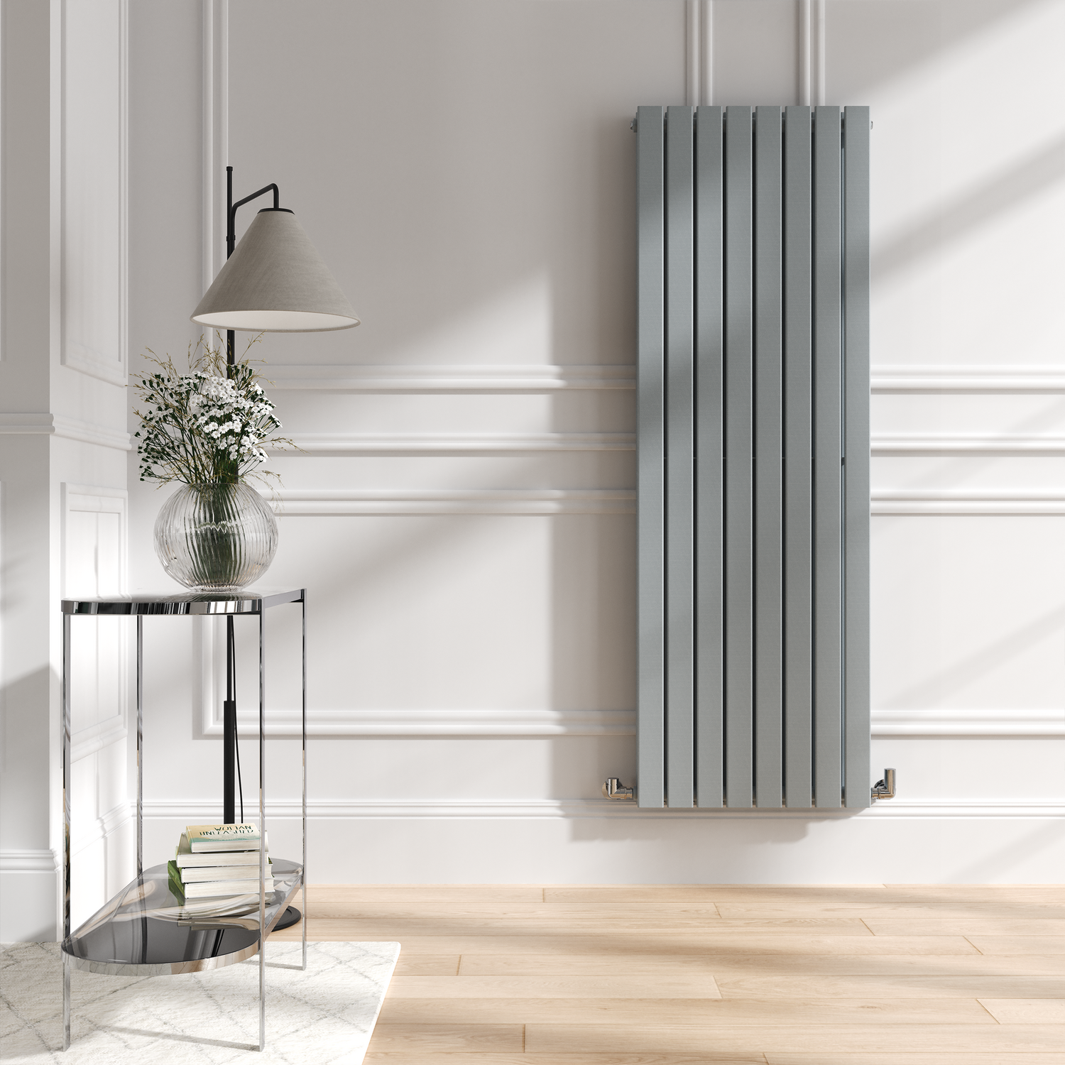 Riace Salt & Pepper Vertical Flat Designer Radiator 1600X544mm Double Panel 4916 Btu - Image 3