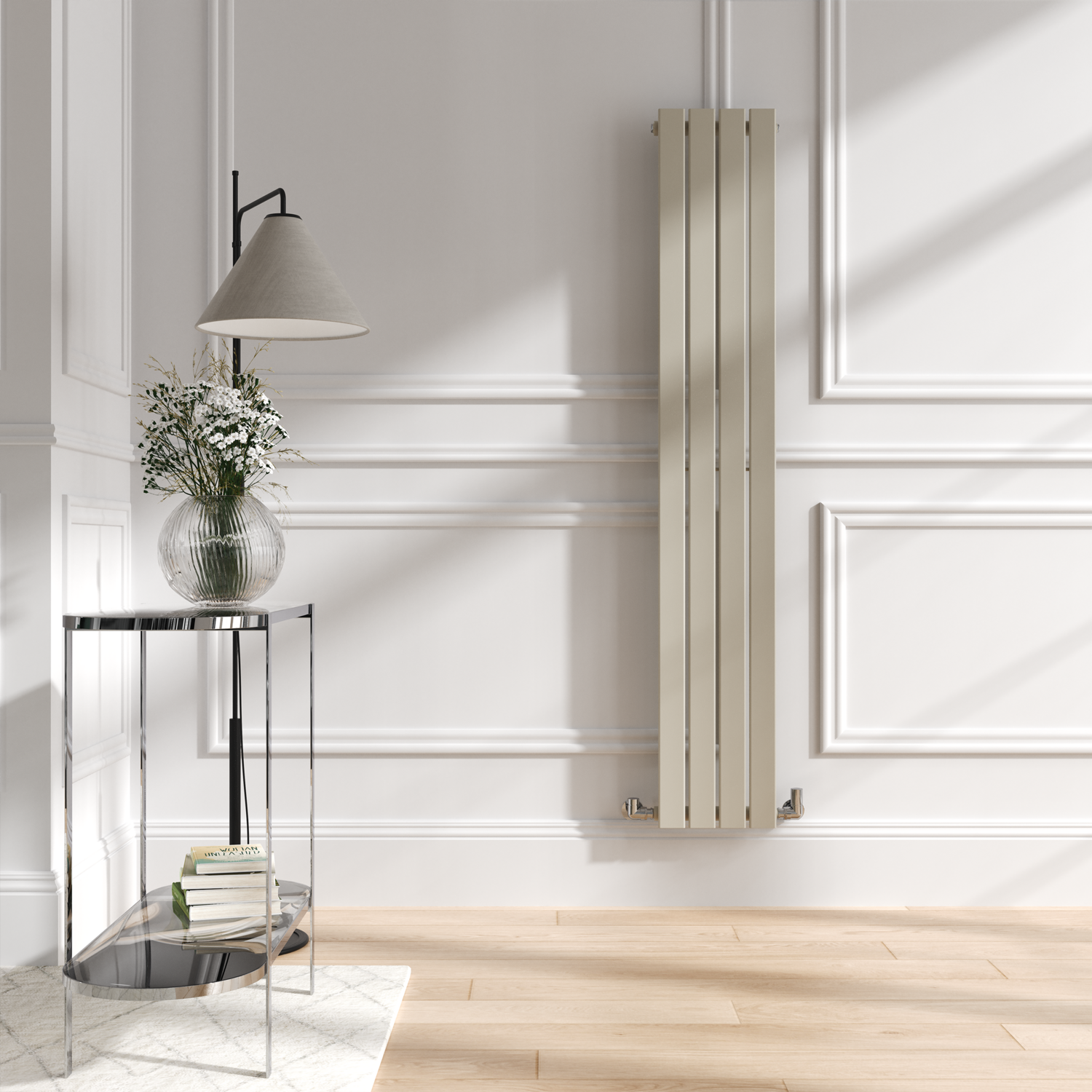 Riace Linen Vertical Flat Designer Radiator 1600X272mm Single Panel 1628 Btu - Image 3