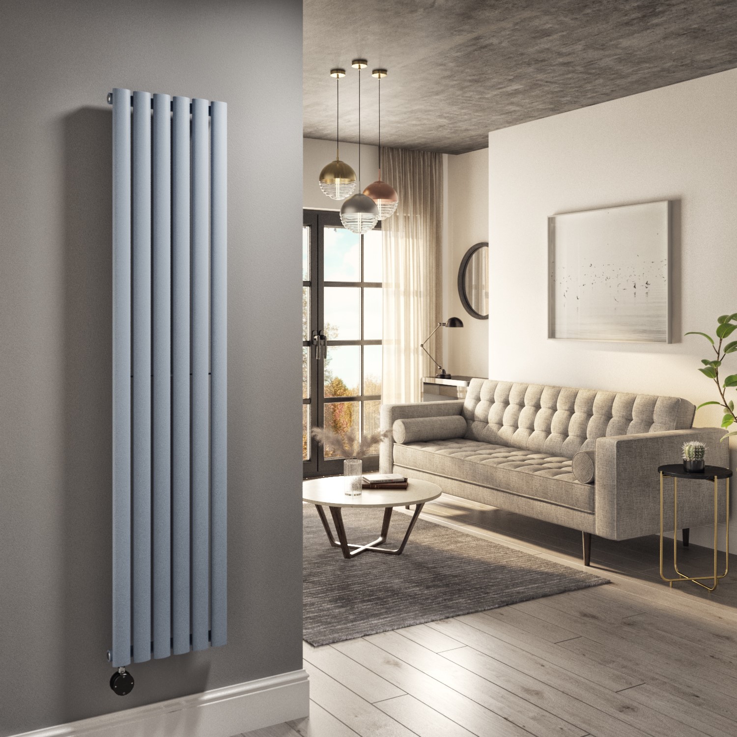 Electriq Grey Light Vertical Smart Electric Radiator With Wi-Fi Thermostat - 1000W - H1600xw354mm - Bathroom Safe - Image 3