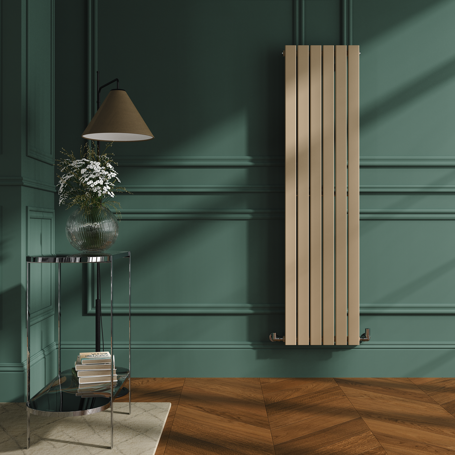 Riace Elk Brown Vertical Flat Designer Radiator 1600X408mm Single Panel 2442 Btu - Image 3