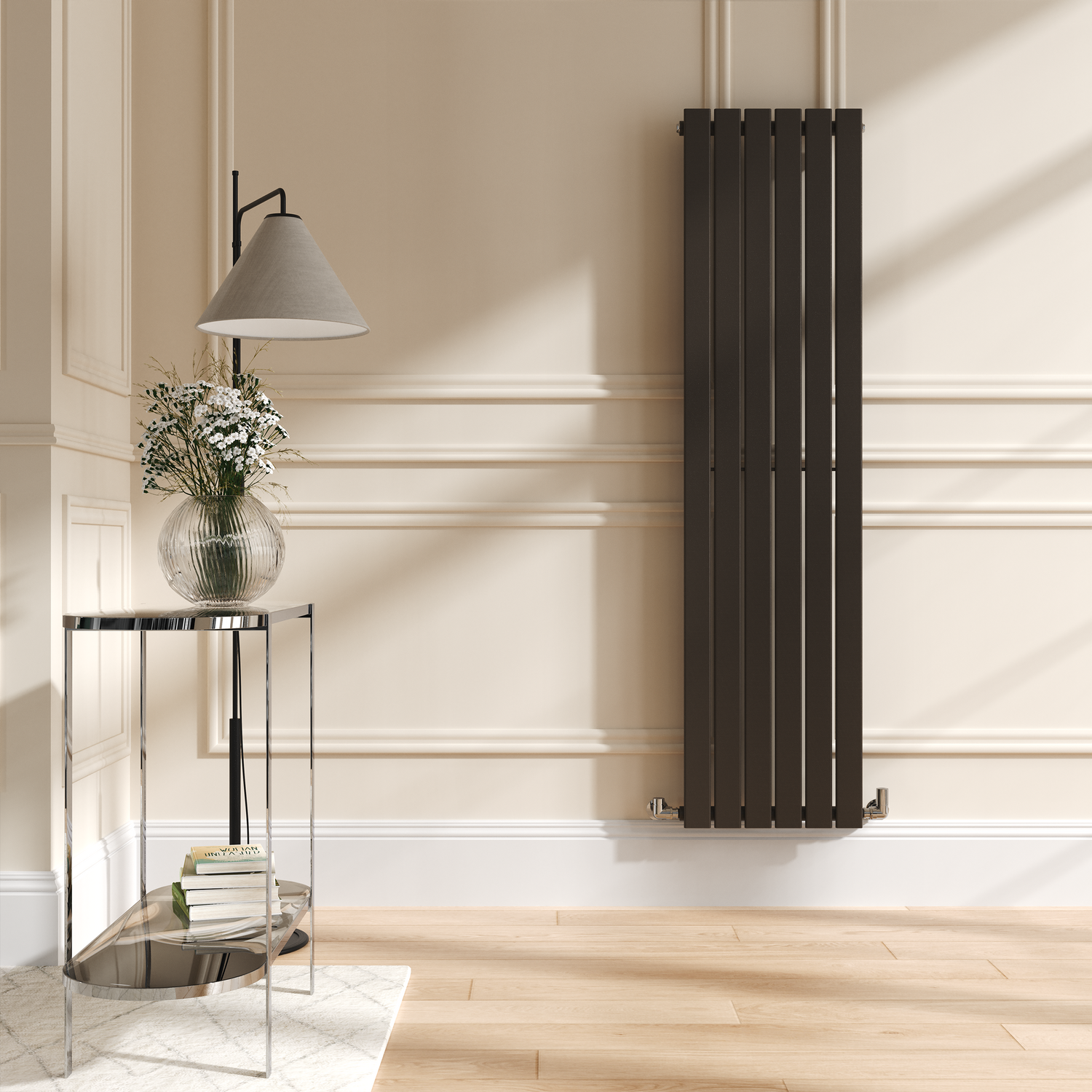 Riace Brown Russet Vertical Flat Designer Radiator 1600X408mm Single Panel 2442 Btu