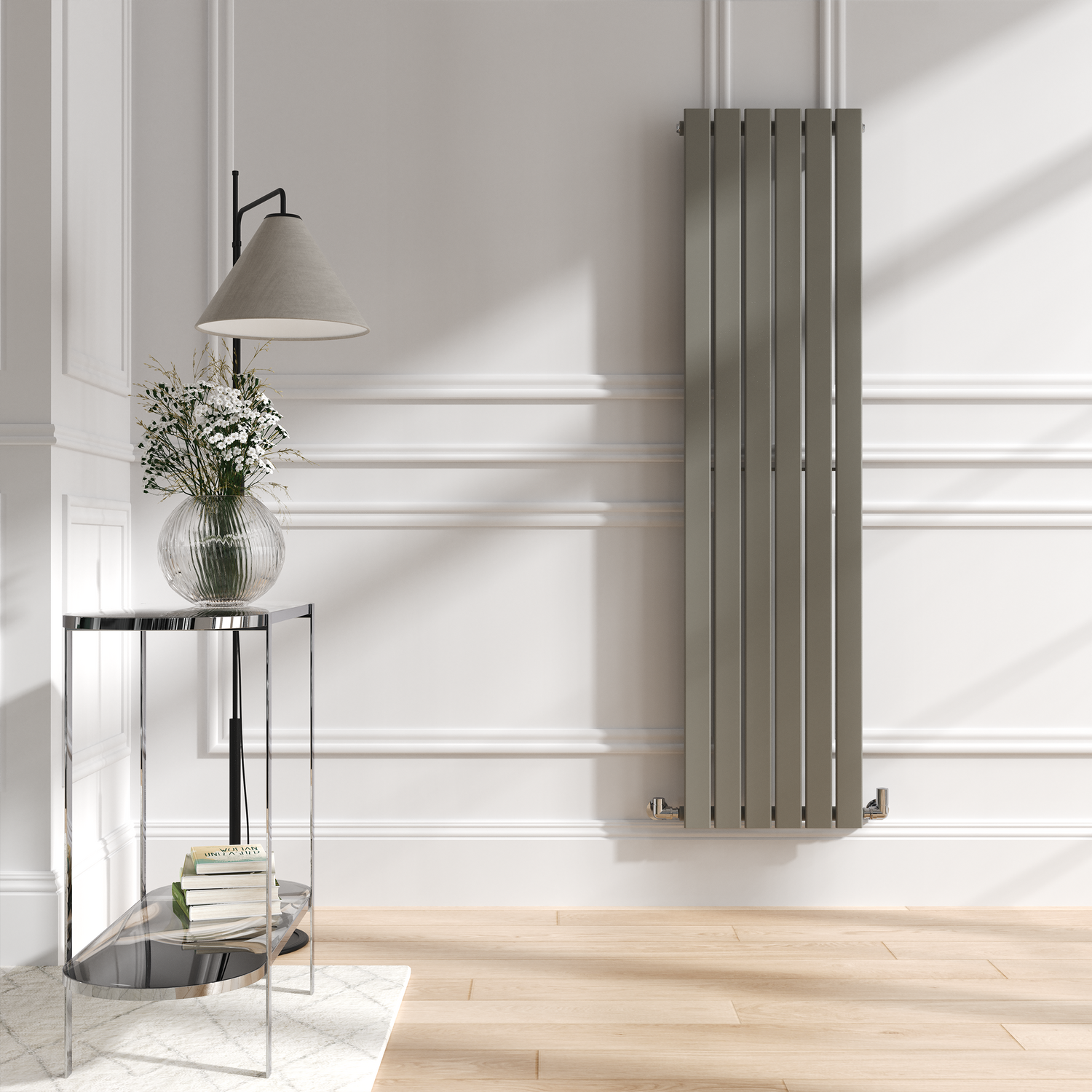Riace Smoked Stone Vertical Flat Designer Radiator 1600X408mm Single Panel 2442 Btu - Image 3