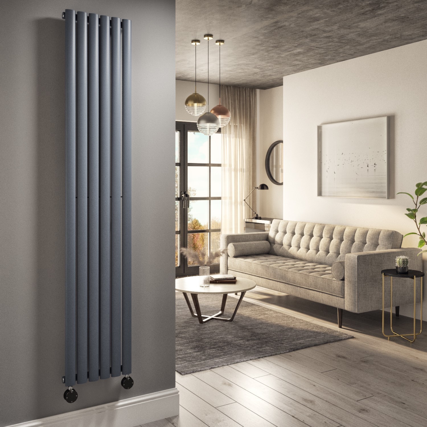 Electriq Grey Anthracite Vertical Smart Electric Radiator With Wi-Fi Thermostat - 2000W - H1800xw354mm - Bathroom Safe - Image 3