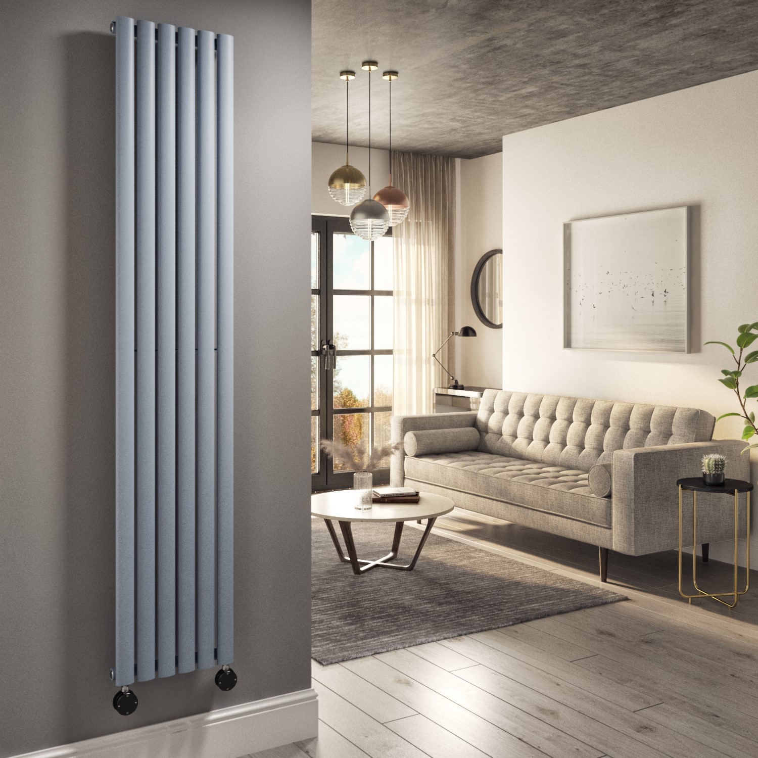 Electriq Light Vertical Smart Electric Radiator With Wi-Fi Thermostat 2000W H1800xw354mm Bathroom Safe VS6-1800-2LGW - Image 3