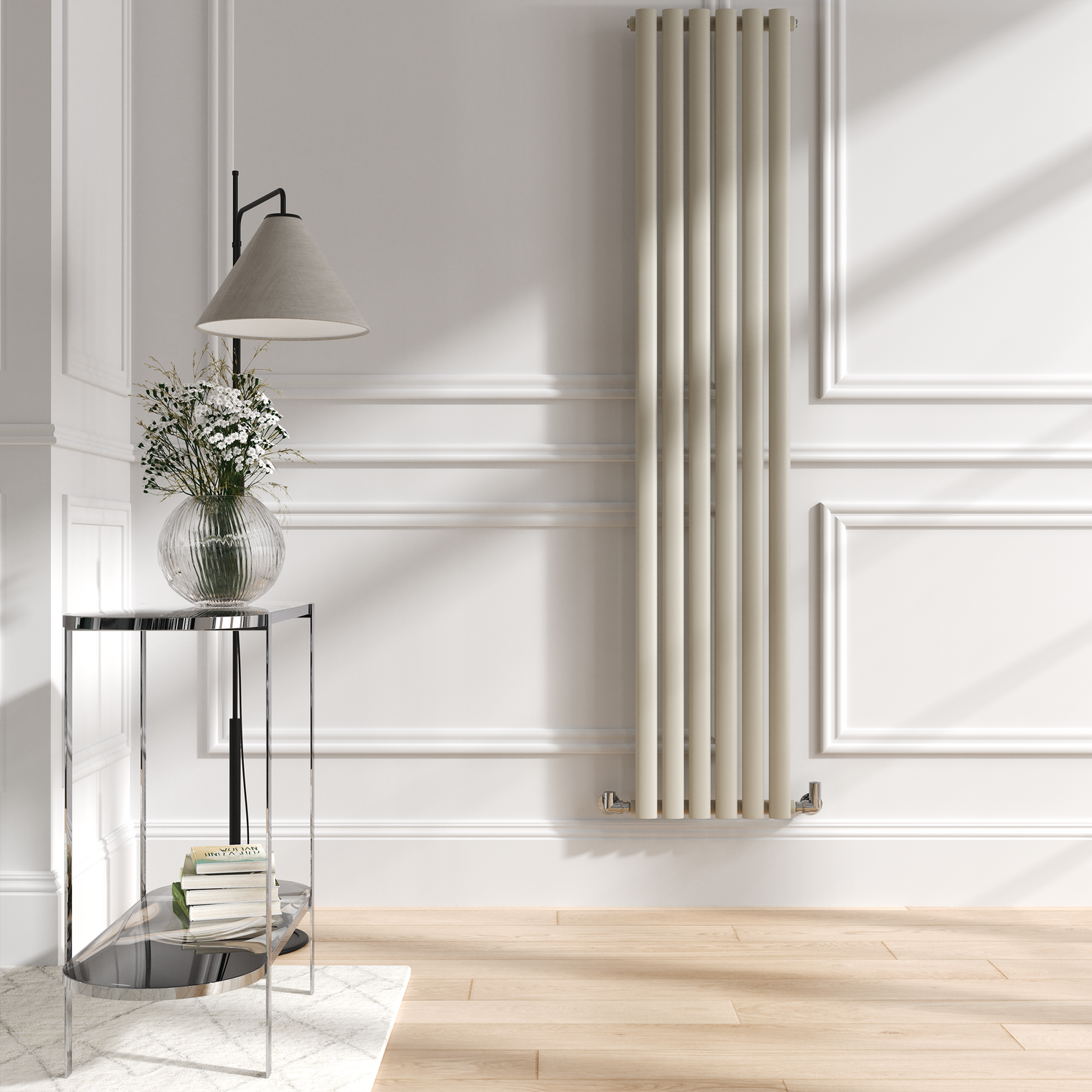 Sorrento Vertical Oval Designer Radiator 1800X354mm Single Panel 2530 Btu VS6-1800-LICO - Image 3