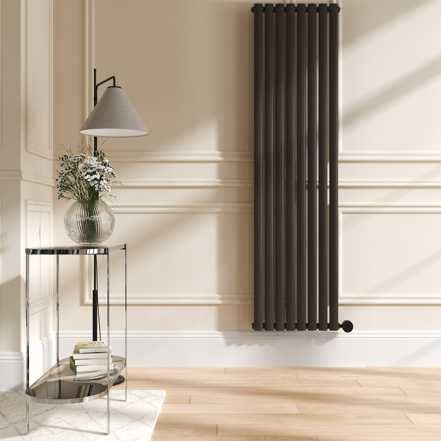 Electriq Brown Russet Vertical Smart Electric Radiator With Wi-Fi Thermostat - 2X1.2kw - H1800xw472 - Bathroom Safe